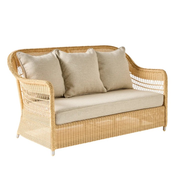 2-seater sofa in BIARRITZ natural-colored resin with choice of fabrics