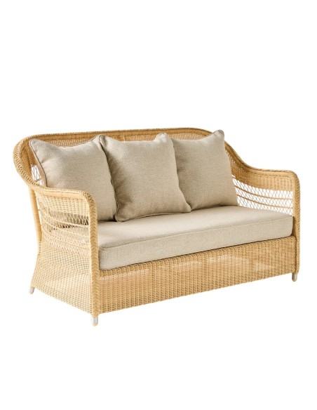 2-seater sofa in BIARRITZ natural-colored resin with choice of fabrics