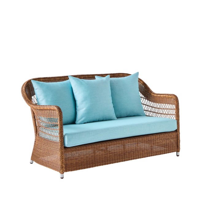 2-seater sofa in synthetic rattan BIARRITZ brown "chataigne" color