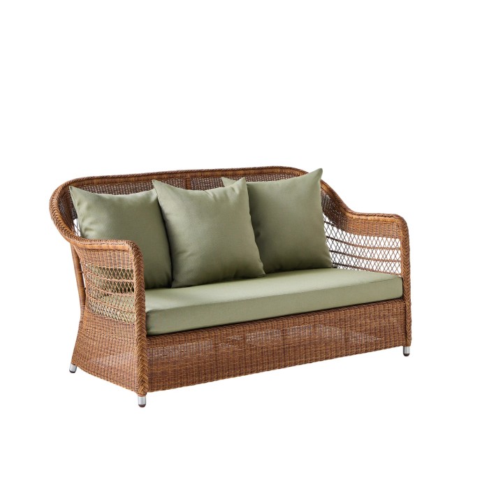 2-seater sofa in synthetic rattan BIARRITZ brown "chataigne" color