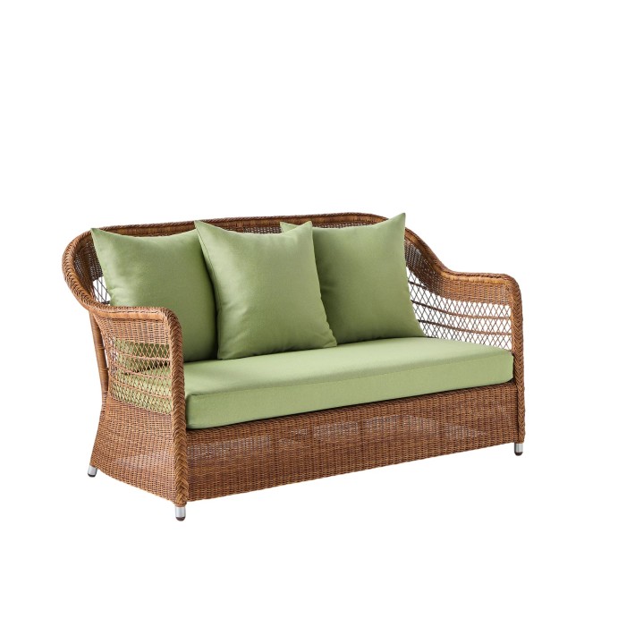 2-seater sofa in synthetic rattan BIARRITZ brown "chataigne" color