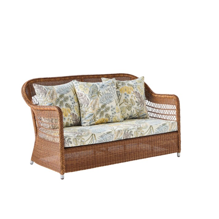 2-seater sofa in synthetic rattan BIARRITZ brown "chataigne" color