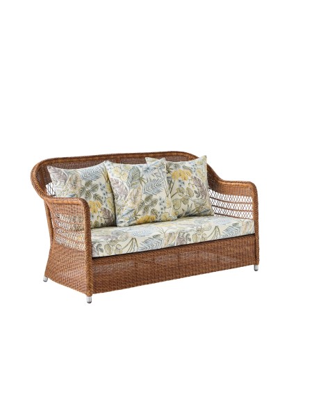 2-seater sofa in synthetic rattan BIARRITZ brown "chataigne" color