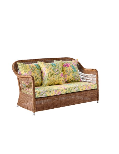 2-seater sofa in synthetic rattan BIARRITZ brown "chataigne" color