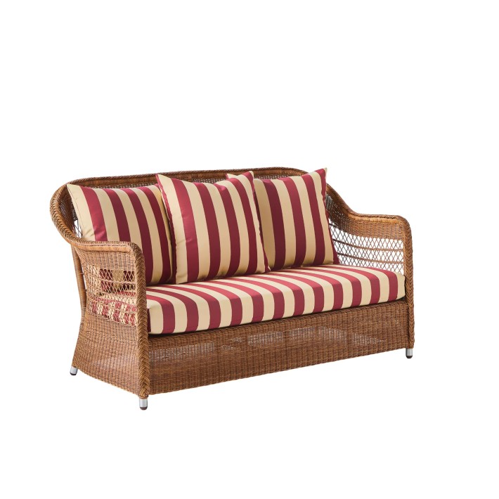 2-seater sofa in synthetic rattan BIARRITZ brown "chataigne" color