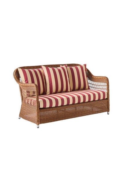 2-seater sofa in synthetic rattan BIARRITZ brown "chataigne" color