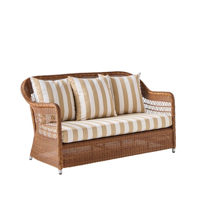 2-seater sofa in synthetic rattan BIARRITZ brown "chataigne" color