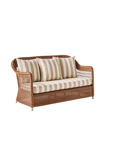 2-seater sofa in synthetic rattan BIARRITZ brown "chataigne" color