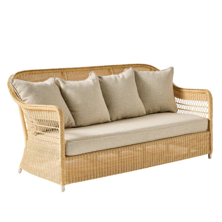 3-seater sofa in BIARRITZ natural-colored resin with choice of fabrics