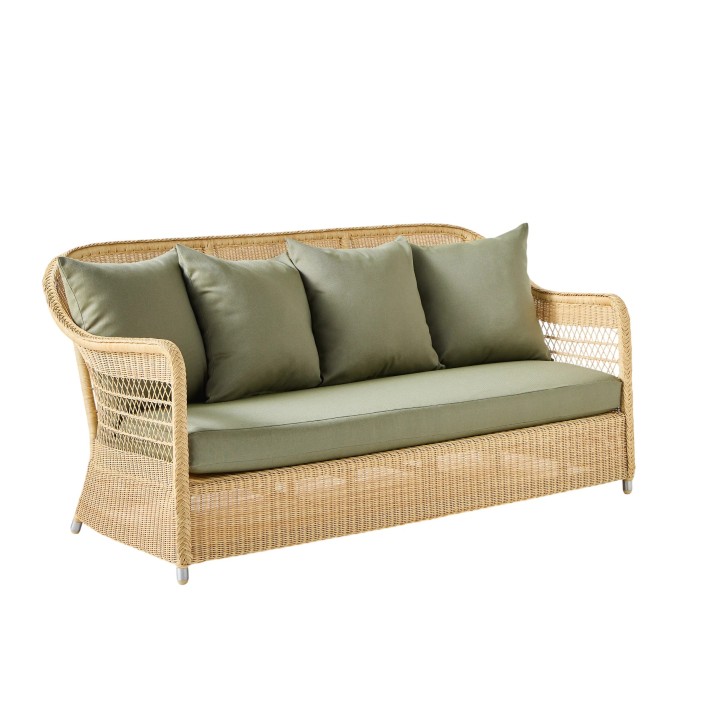 3-seater sofa in BIARRITZ natural-colored resin with choice of fabrics