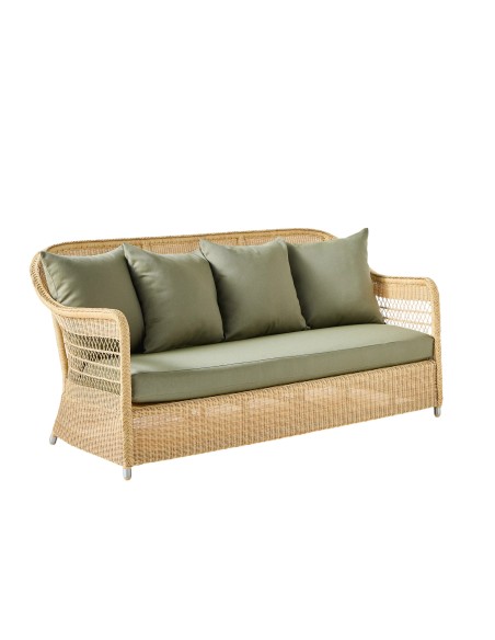 3-seater sofa in BIARRITZ natural-colored resin with choice of fabrics