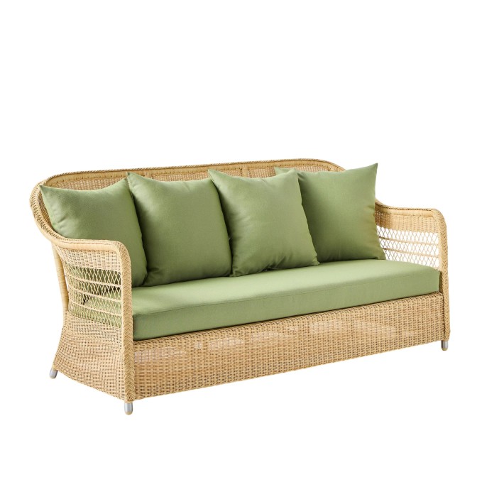 3-seater sofa in BIARRITZ natural-colored resin with choice of fabrics