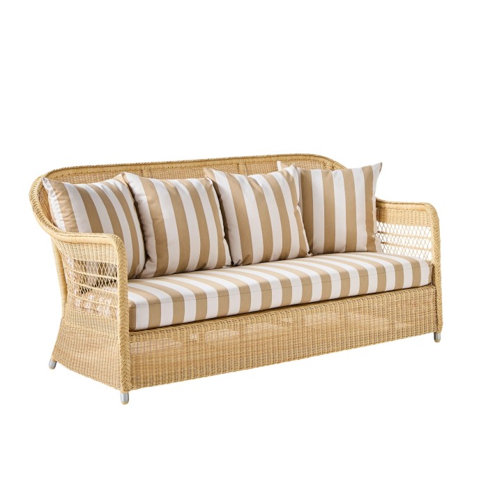 3-seater sofa in BIARRITZ natural-colored resin with choice of fabrics