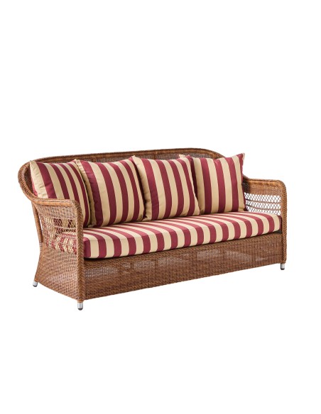 3-seater sofa in synthetic rattan BIARRITZ "chataigne" brown color