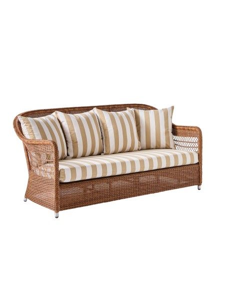 3-seater sofa in synthetic rattan BIARRITZ "chataigne" brown color