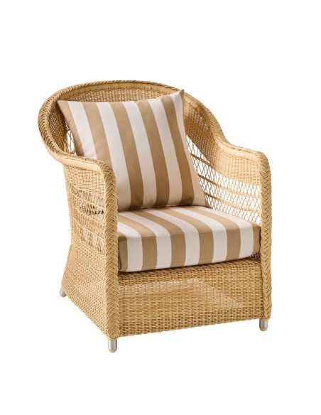 fauteuil en rotin synthétique naturel BIARRITZ - tissus au choix