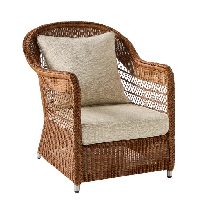fauteuil en rotin synthétique BIARRITZ coloris châtaigne