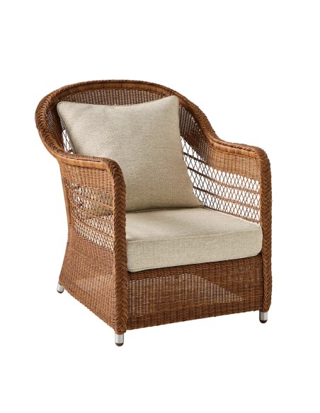 fauteuil en rotin synthétique BIARRITZ coloris châtaigne