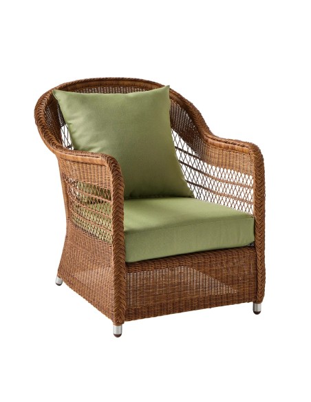fauteuil en rotin synthétique BIARRITZ coloris châtaigne