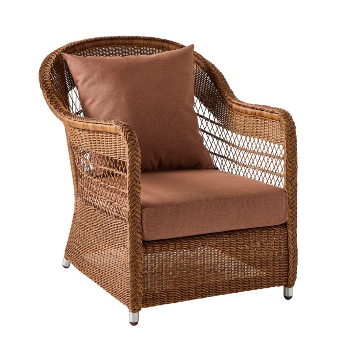 fauteuil en rotin synthétique BIARRITZ coloris châtaigne