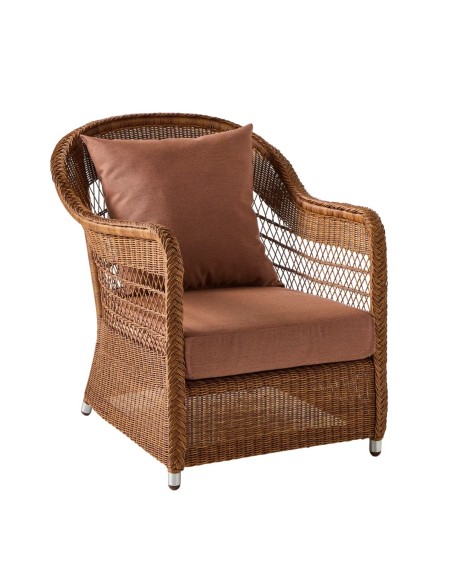fauteuil en rotin synthétique BIARRITZ coloris châtaigne