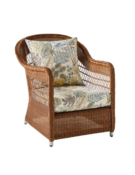 fauteuil en rotin synthétique BIARRITZ coloris châtaigne