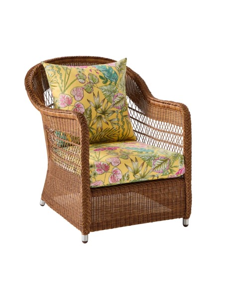fauteuil en rotin synthétique BIARRITZ coloris châtaigne