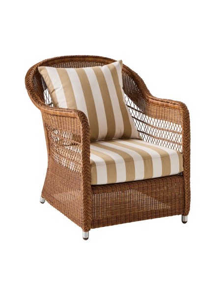 fauteuil en rotin synthétique BIARRITZ coloris châtaigne