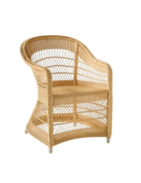 Biarritz table chair without cushion in natural-colored resin