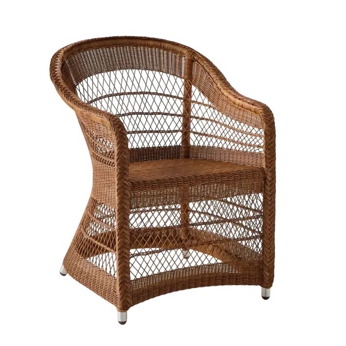 Fauteuil de table Biarritz sans coussin en résine coloris châtaigne