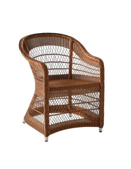 Fauteuil de table Biarritz sans coussin en résine coloris châtaigne