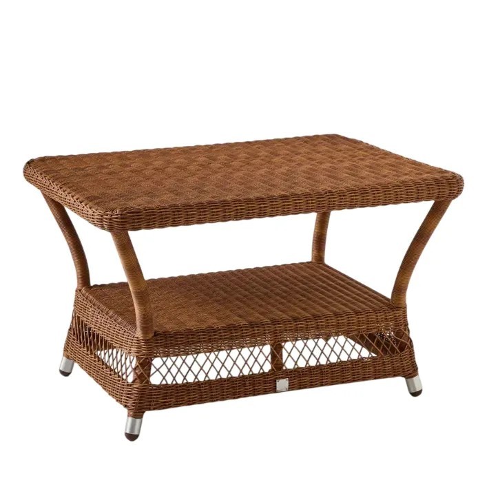 Table basse rectangulaire Biarritz en résine châtaigne sans verre