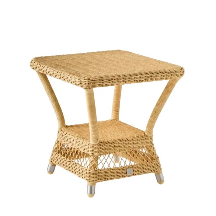 Table basse carrée Biarritz en résine coloris naturel sans verre