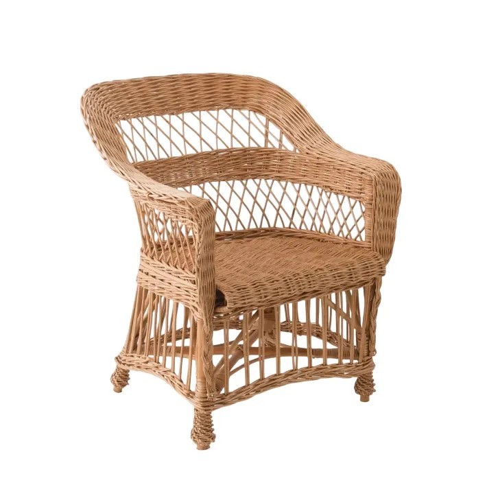 Fauteuil en osier Ilona sans coussin dossier ajouré - osier buff