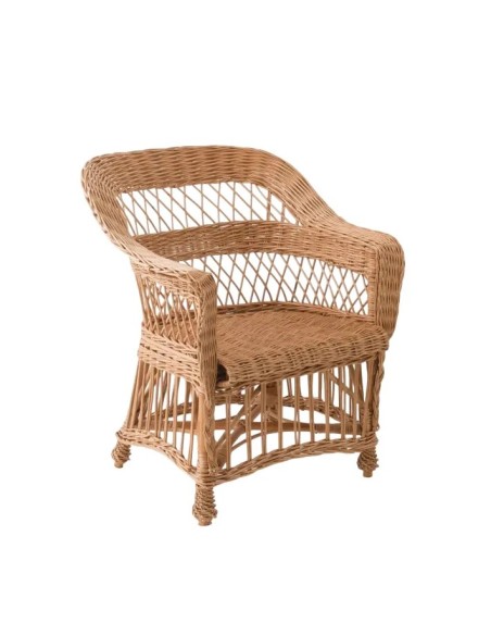 Fauteuil en osier Ilona sans coussin dossier ajouré - osier buff