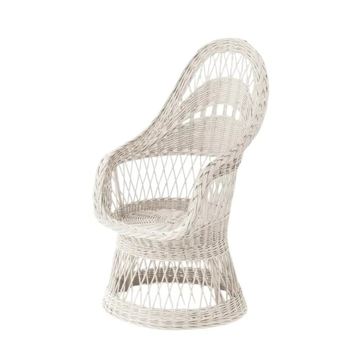 Fauteuil en osier ajouré laqué Firmin