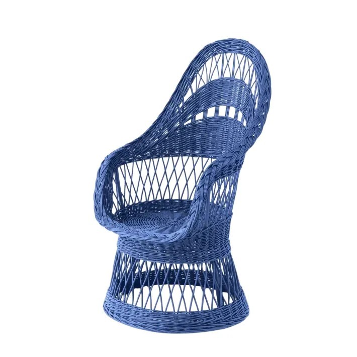 Fauteuil en osier ajouré laqué Firmin