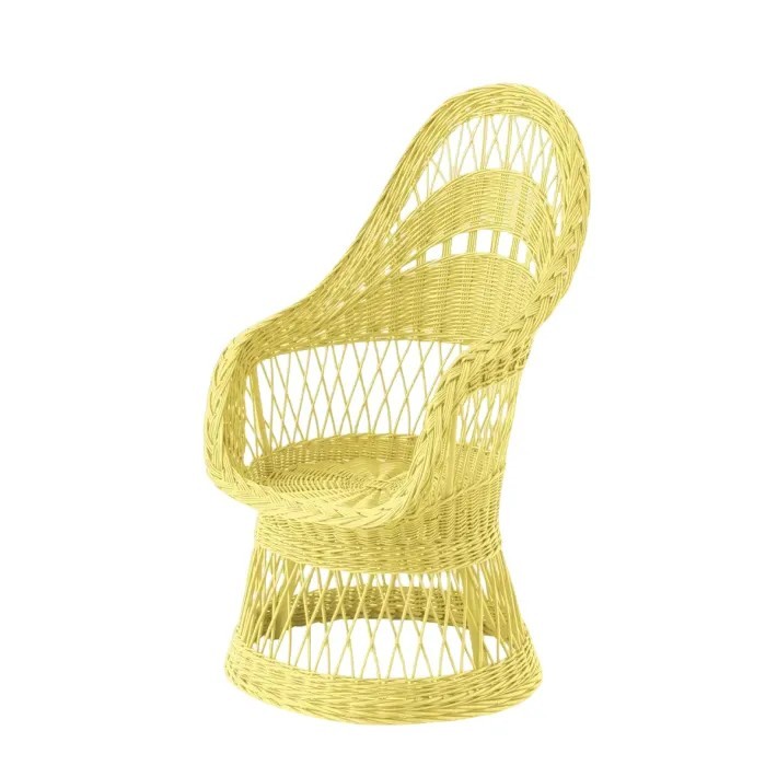 Fauteuil en osier ajouré laqué Firmin