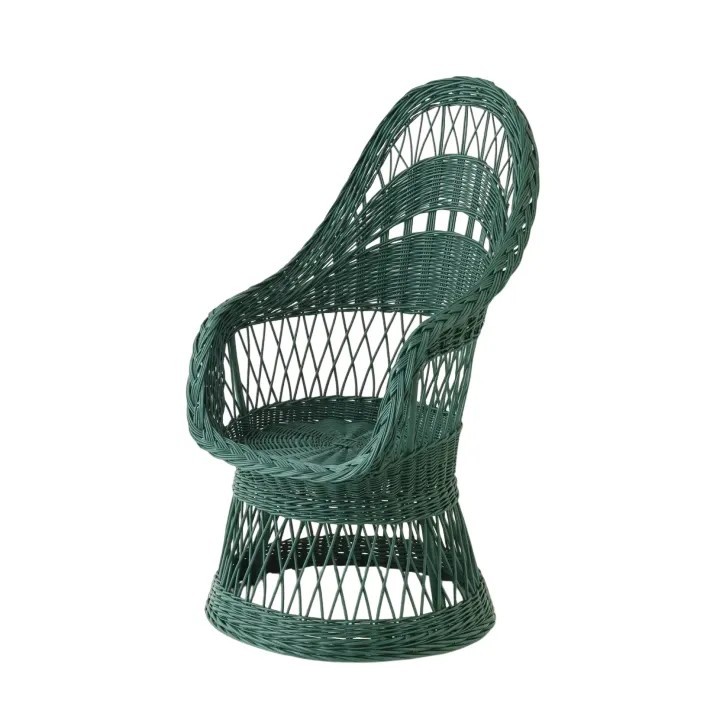 Fauteuil en osier ajouré laqué Firmin