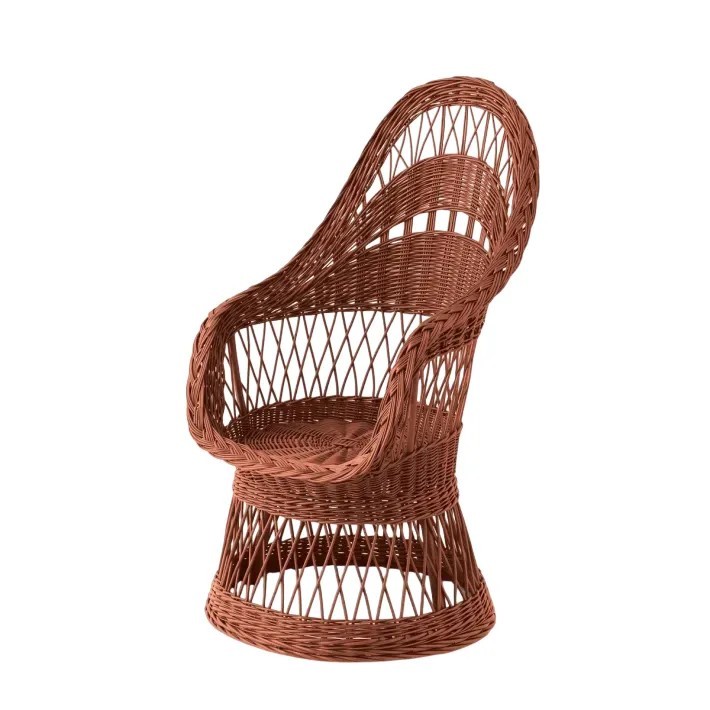 Fauteuil en osier ajouré laqué Firmin