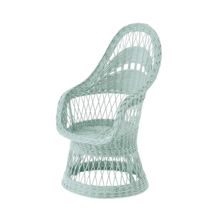 Fauteuil en osier ajouré laqué Firmin