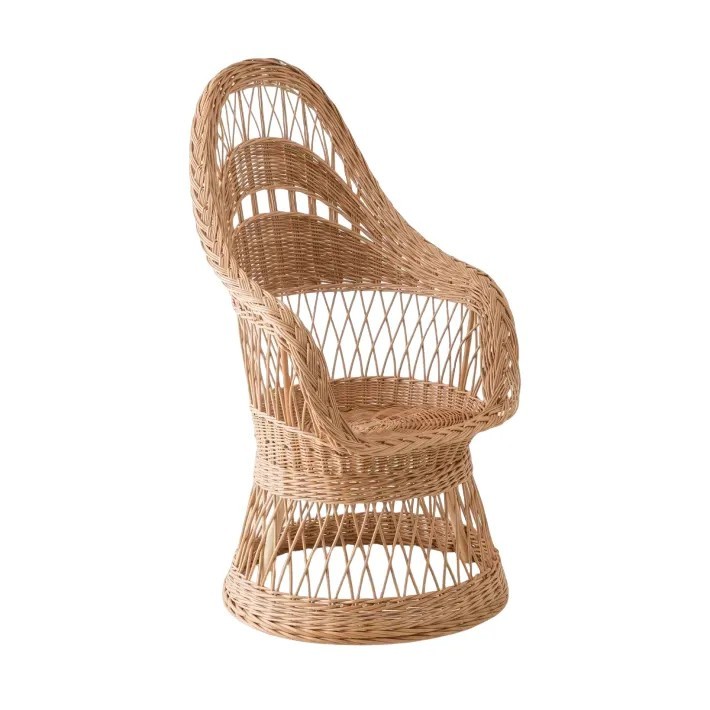 Fauteuil osier Firmin haut dossier ajouré - osier buff