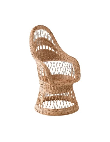 Fauteuil osier Firmin haut dossier ajouré - osier buff