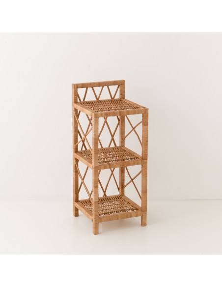 Small brown willow shelving unit