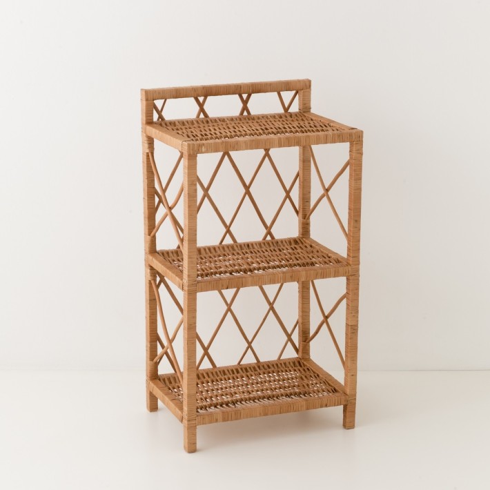 3-tier brown willow shelving unit