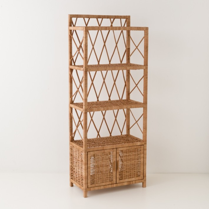 5-tier & 2-door brown willow cabinet