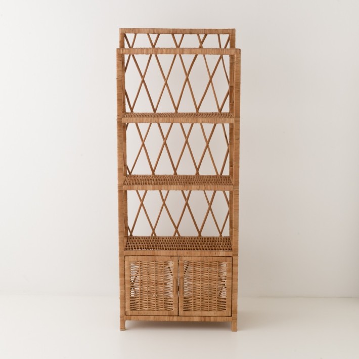 5-tier & 2-door brown willow cabinet