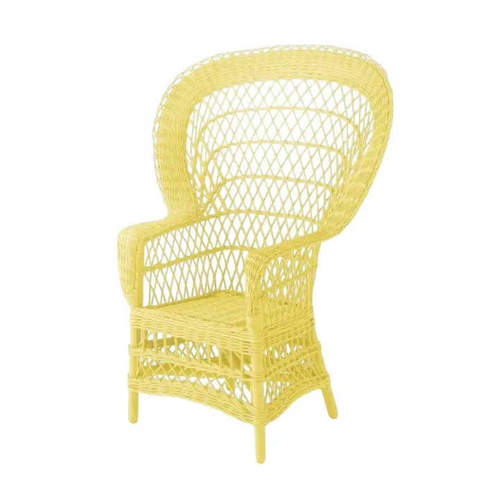 Fauteuil en osier laqué Eventail