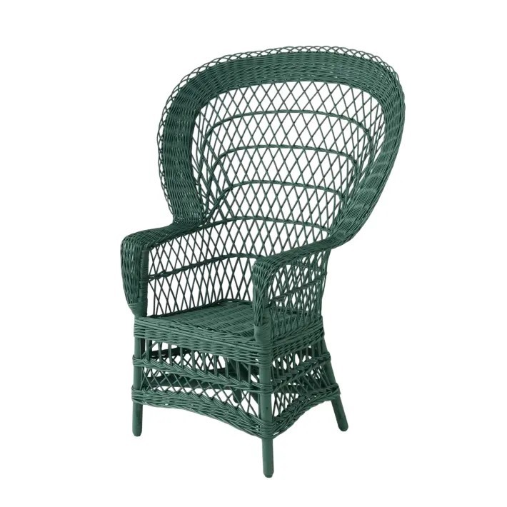 Fauteuil en osier laqué Eventail