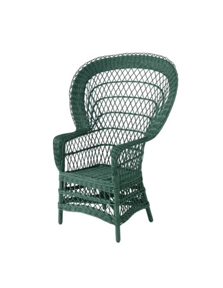 Fauteuil en osier laqué Eventail